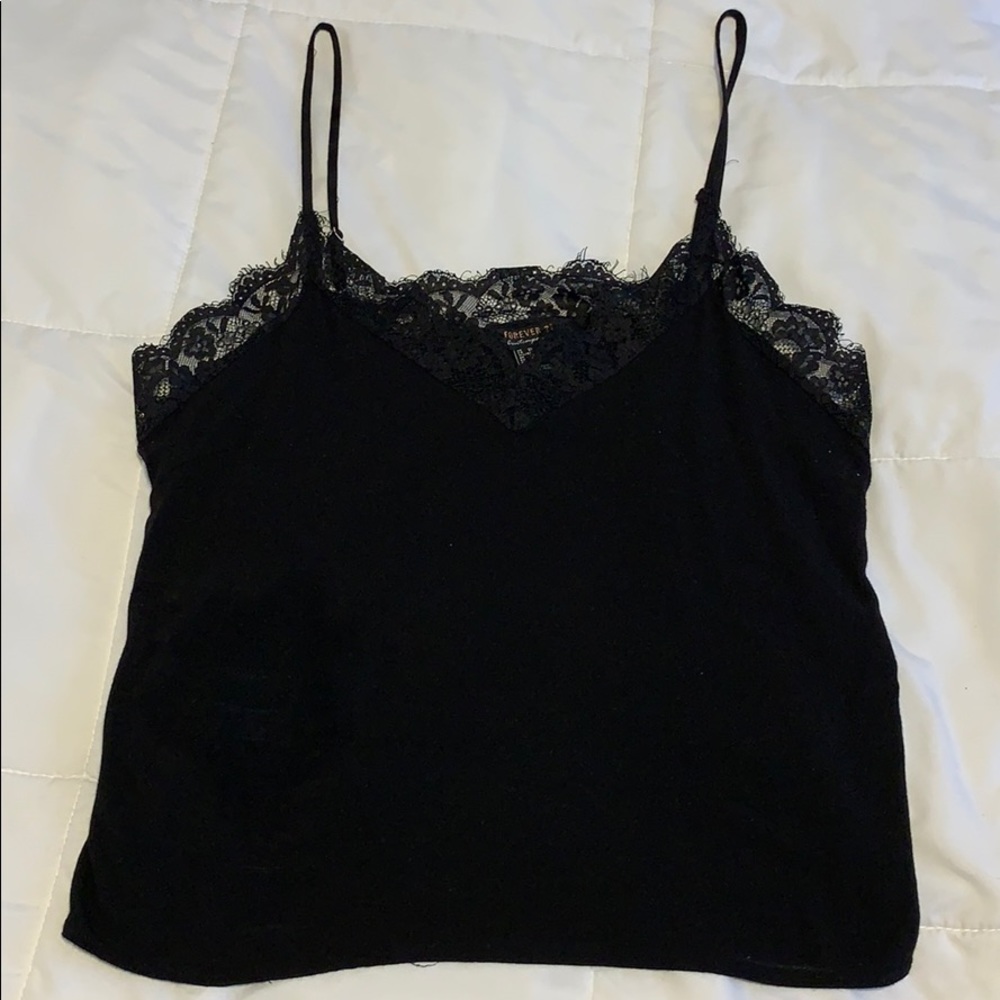Black Lace Tank Blouse